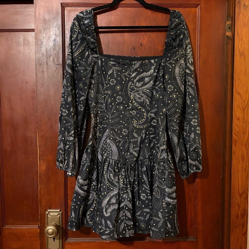 Maeve Long-Sleeve Square-Neck Drop-Waist Mini Dress - NWOT - Size Medium - Picture 5 of 8